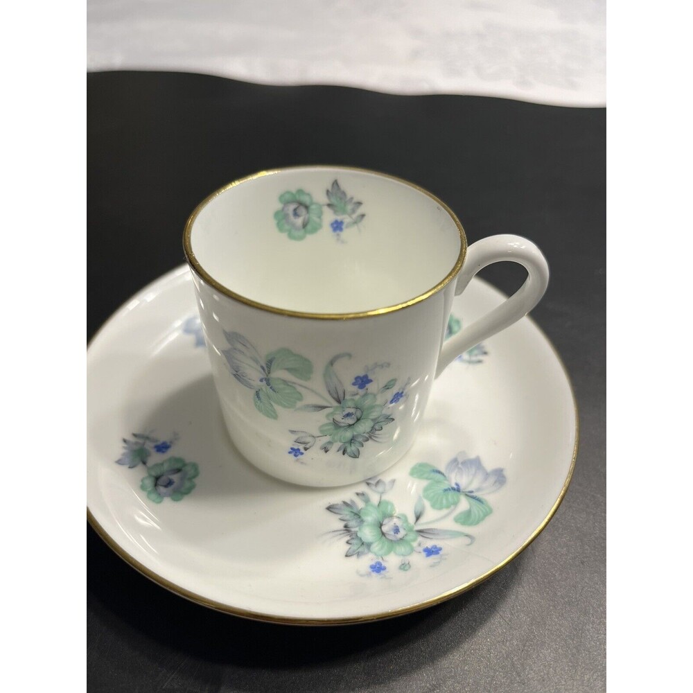 12pc Hammersley & Co Blue Floral Demitasse Cup & Saucers Coffee Tea 6 Sets